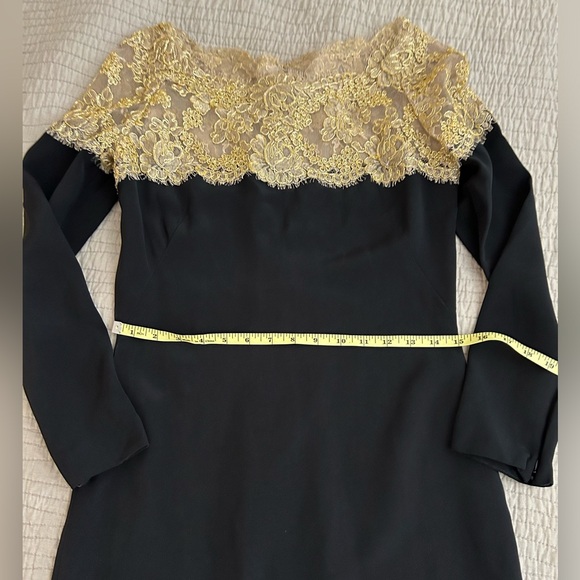 Reem Acra Black and Gold Silk Dress - Picture 12 of 12